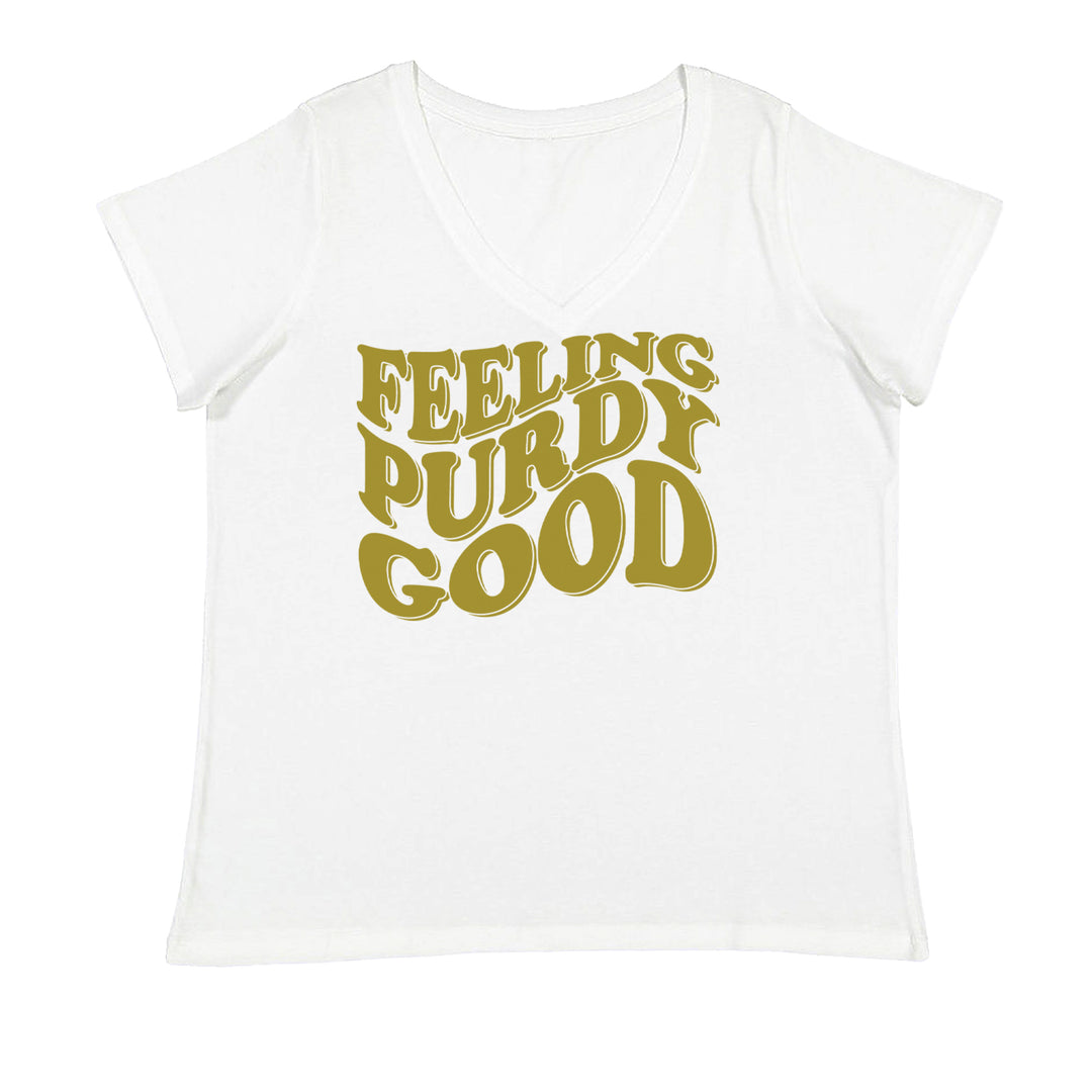 Feeling Purdy Good San Francisco Ladies V-Neck T-shirt White