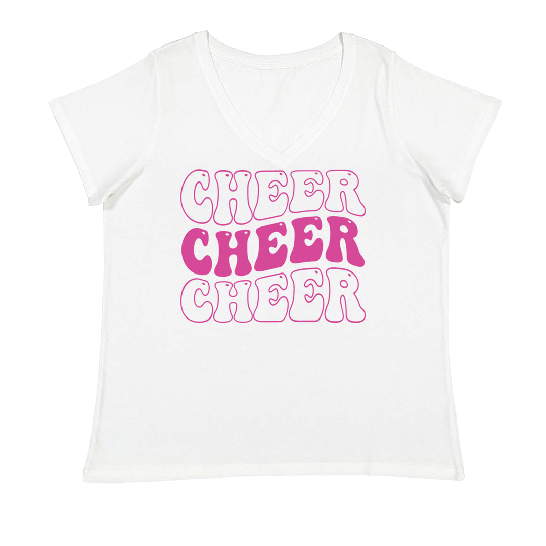 Cheer Cheer Cheer Ladies V-Neck T-shirt White