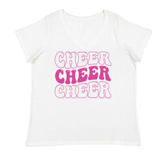 Cheer Cheer Cheer Ladies V-Neck T-shirt White