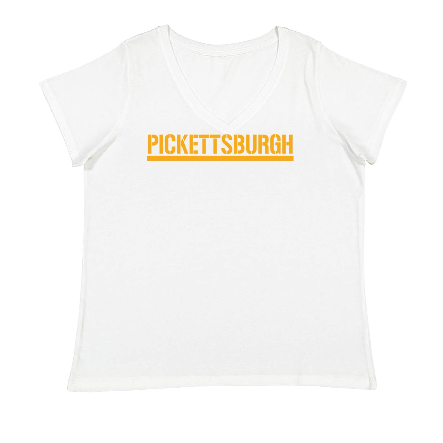 Pickettsburgh Pittsburgh Football Ladies V-Neck T-shirt White