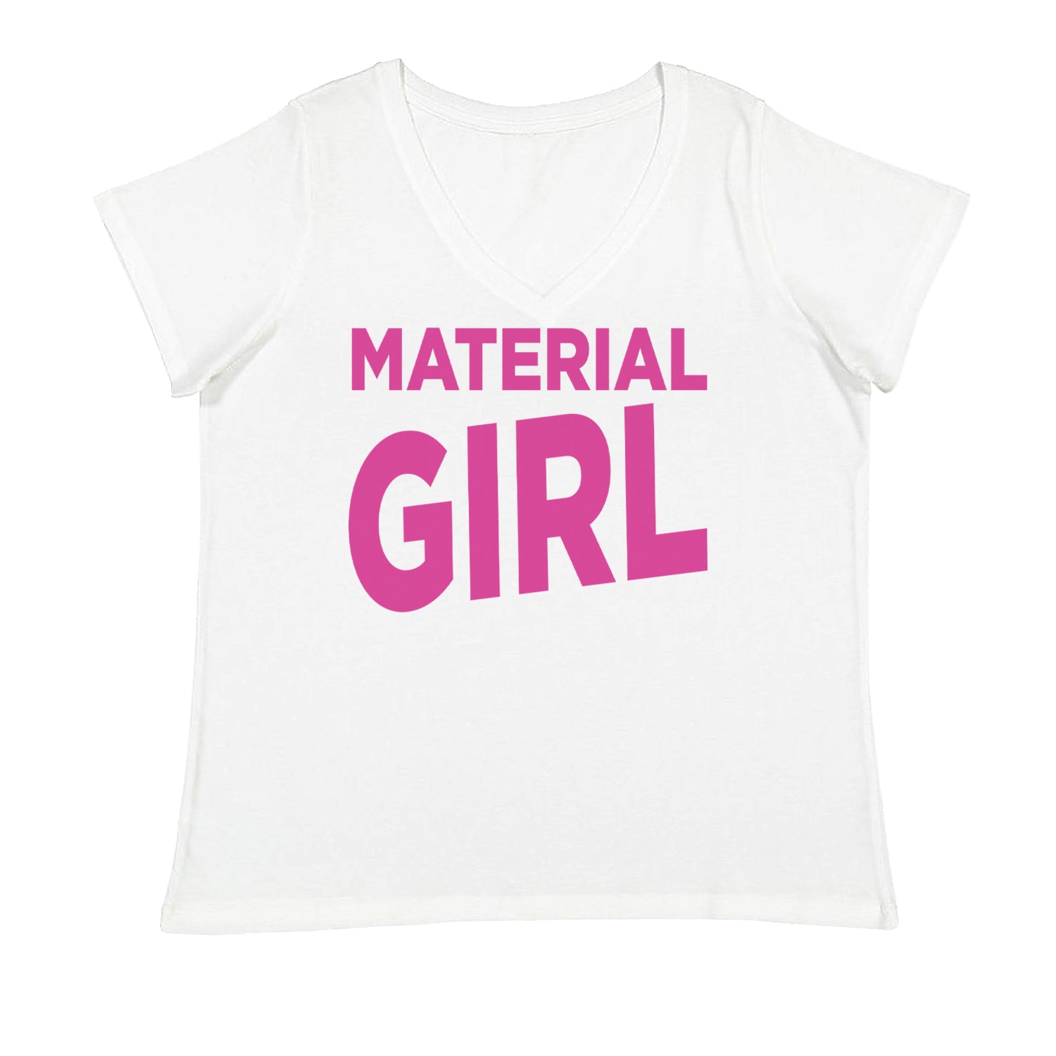 Material Girl 80's Retro Celebration Ladies V-Neck T-shirt White