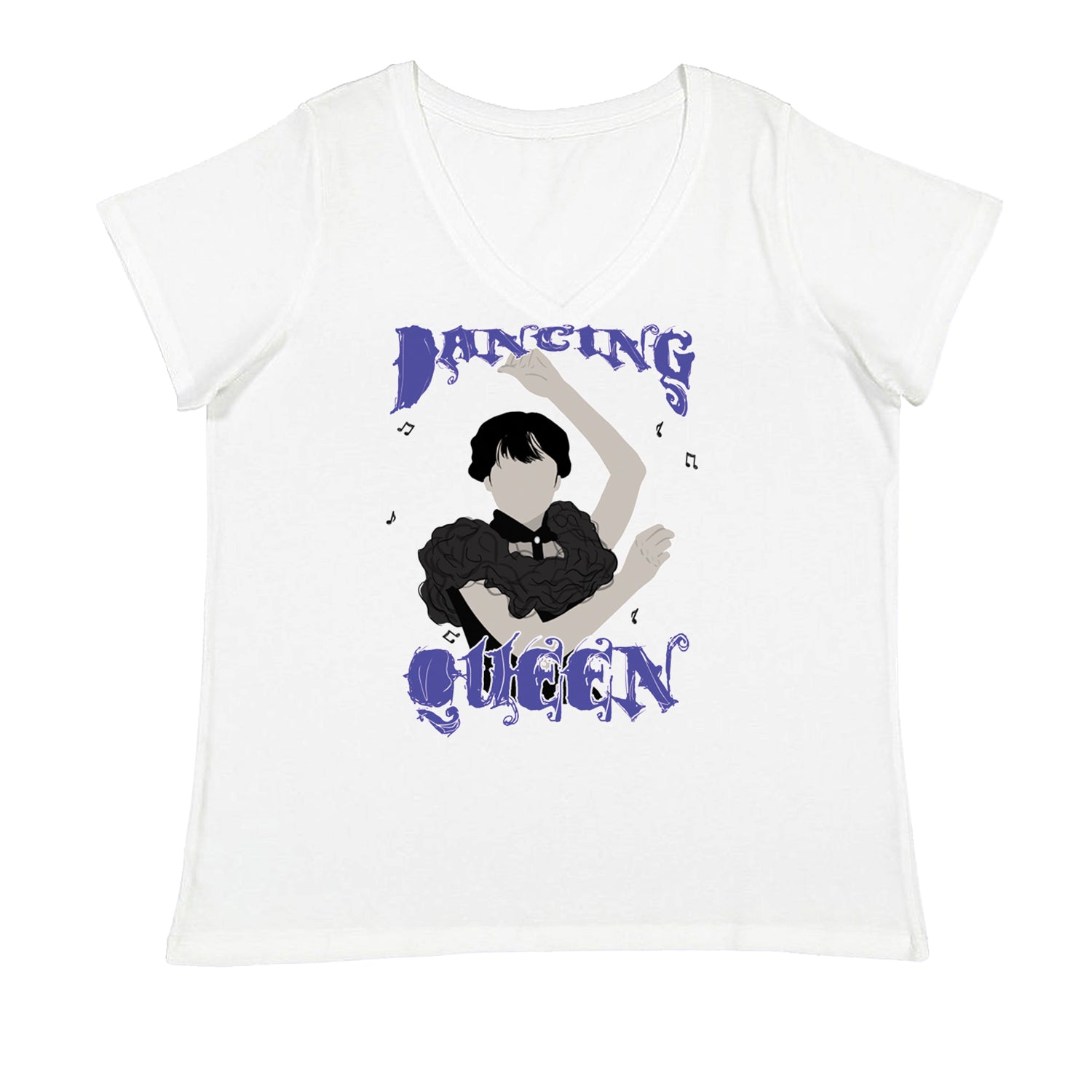 Wednesday Dancing Queen Ladies V-Neck T-shirt White