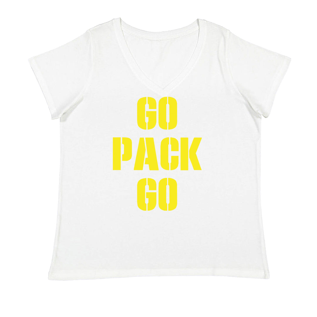 Go Pack Go Green Bay Ladies V-Neck T-shirt White