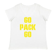 Go Pack Go Green Bay Ladies V-Neck T-shirt White