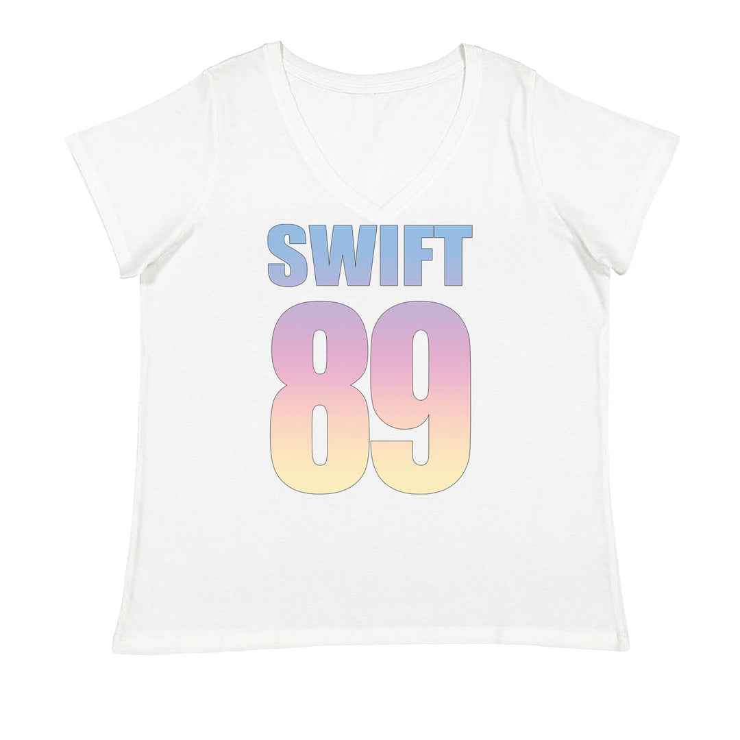 Lover Era Swift 89 Birth Year Music Fan TTPD Ladies V-Neck T-shirt White