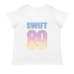 Lover Era Swift 89 Birth Year Music Fan TTPD Ladies V-Neck T-shirt White