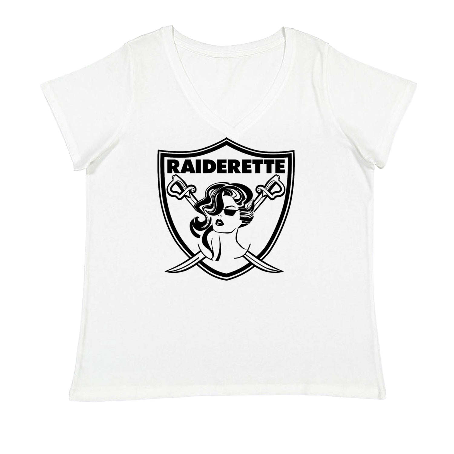 Raiderette Football Gameday Ready Ladies V-Neck T-shirt White