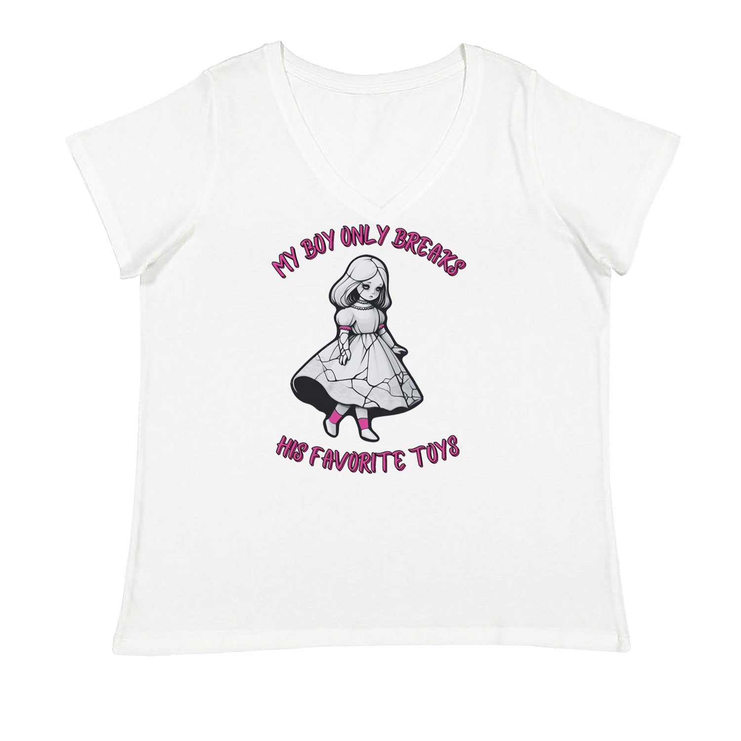 My Boy Only Breaks His Favorite Toys TTPD Music Ladies V-Neck T-shirt White