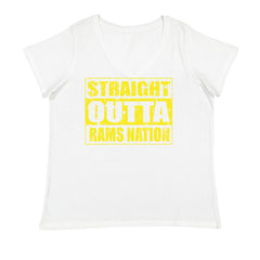 Straight Outta Rams Nation   Ladies V-Neck T-shirt White