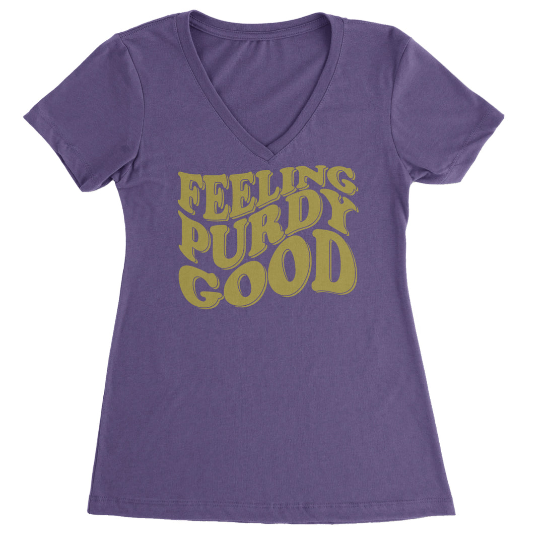 Feeling Purdy Good San Francisco Ladies V-Neck T-shirt Purple