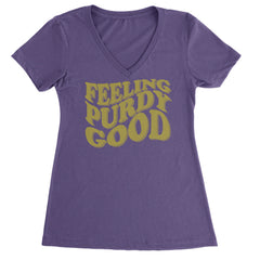Feeling Purdy Good San Francisco Ladies V-Neck T-shirt Purple