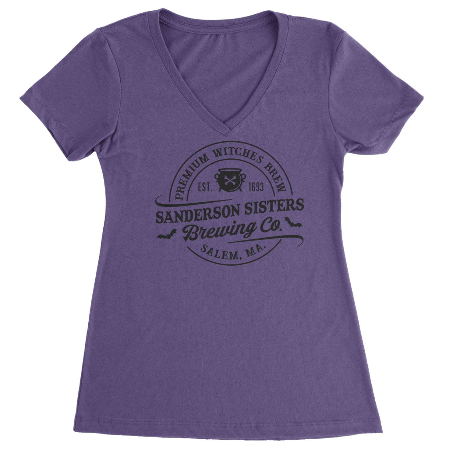 Sanderson Sisters Brewing Company Witches Brew Ladies V-Neck T-shirt Purple