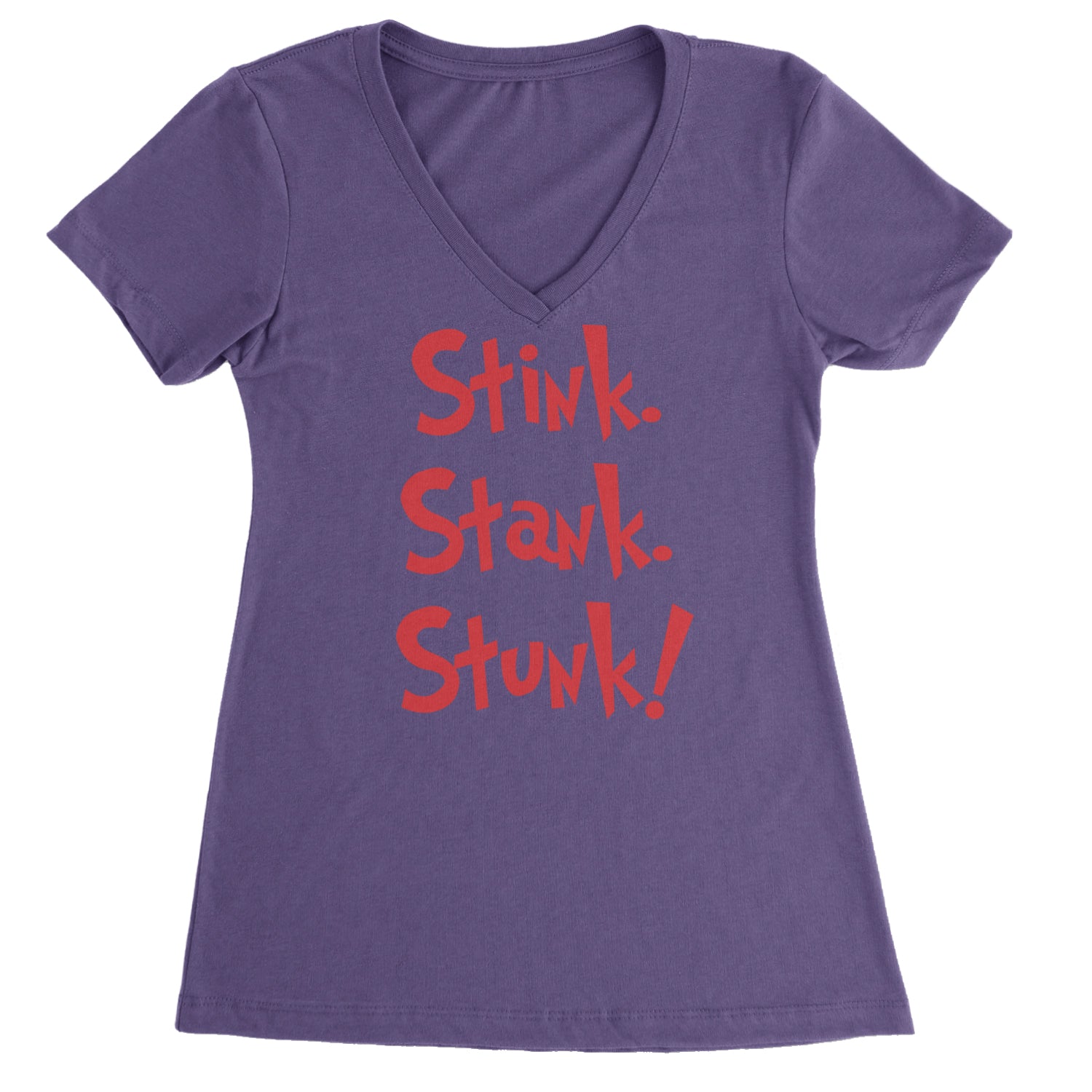 Stink Stank Stunk Gr-nch Ladies V-Neck T-shirt Purple