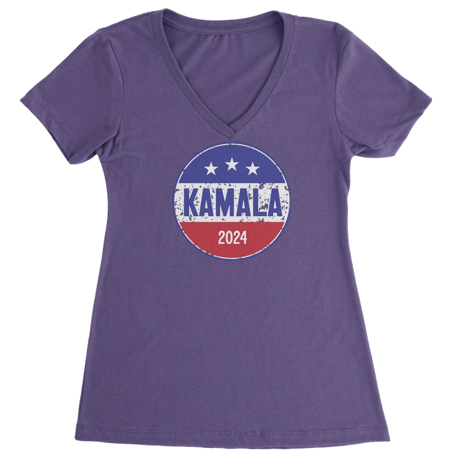 Kamala Badge 2024 - Kamala Harris For President 2024 Ladies V-Neck T-shirt Purple