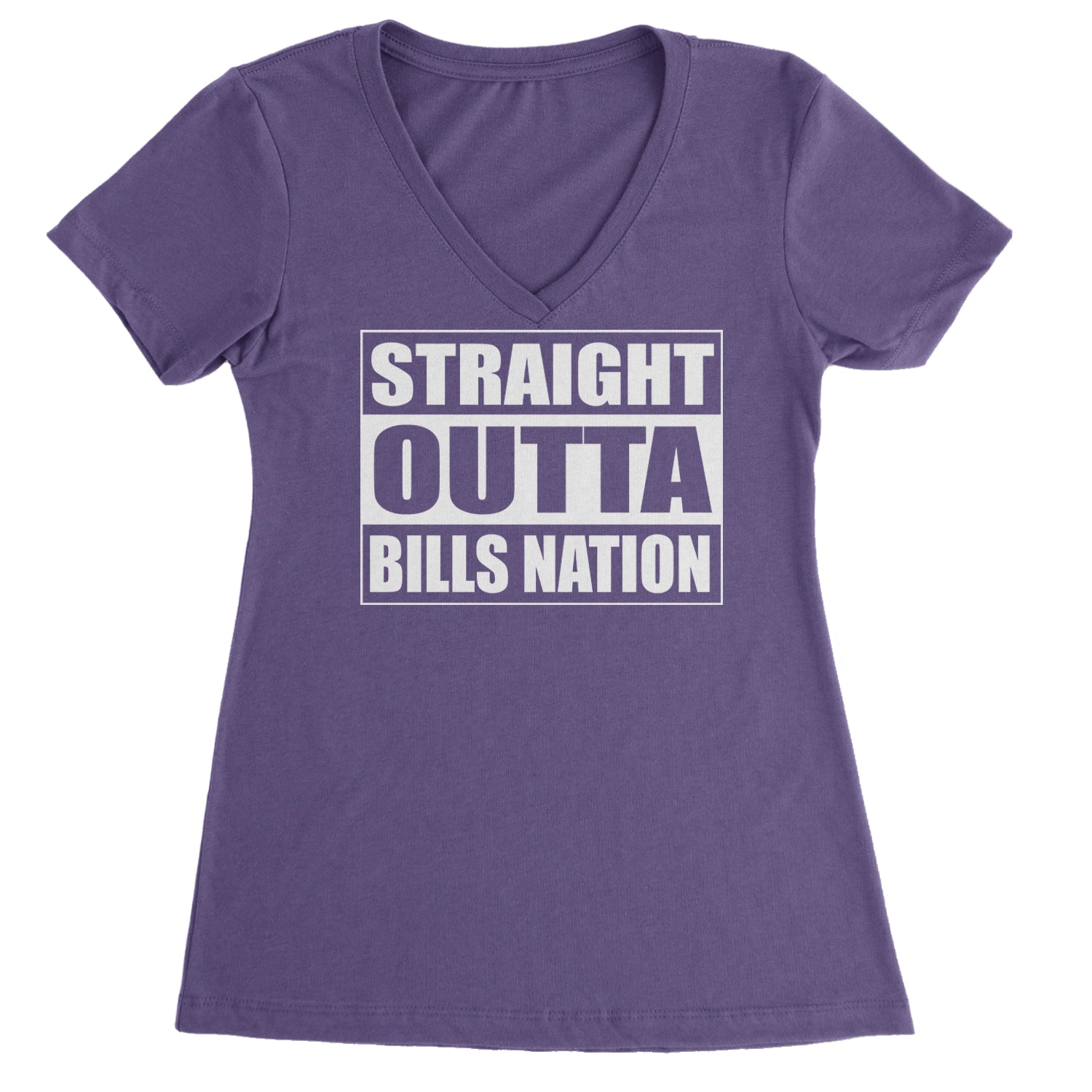 Straight Outta Bills Nation  Ladies V-Neck T-shirt Purple