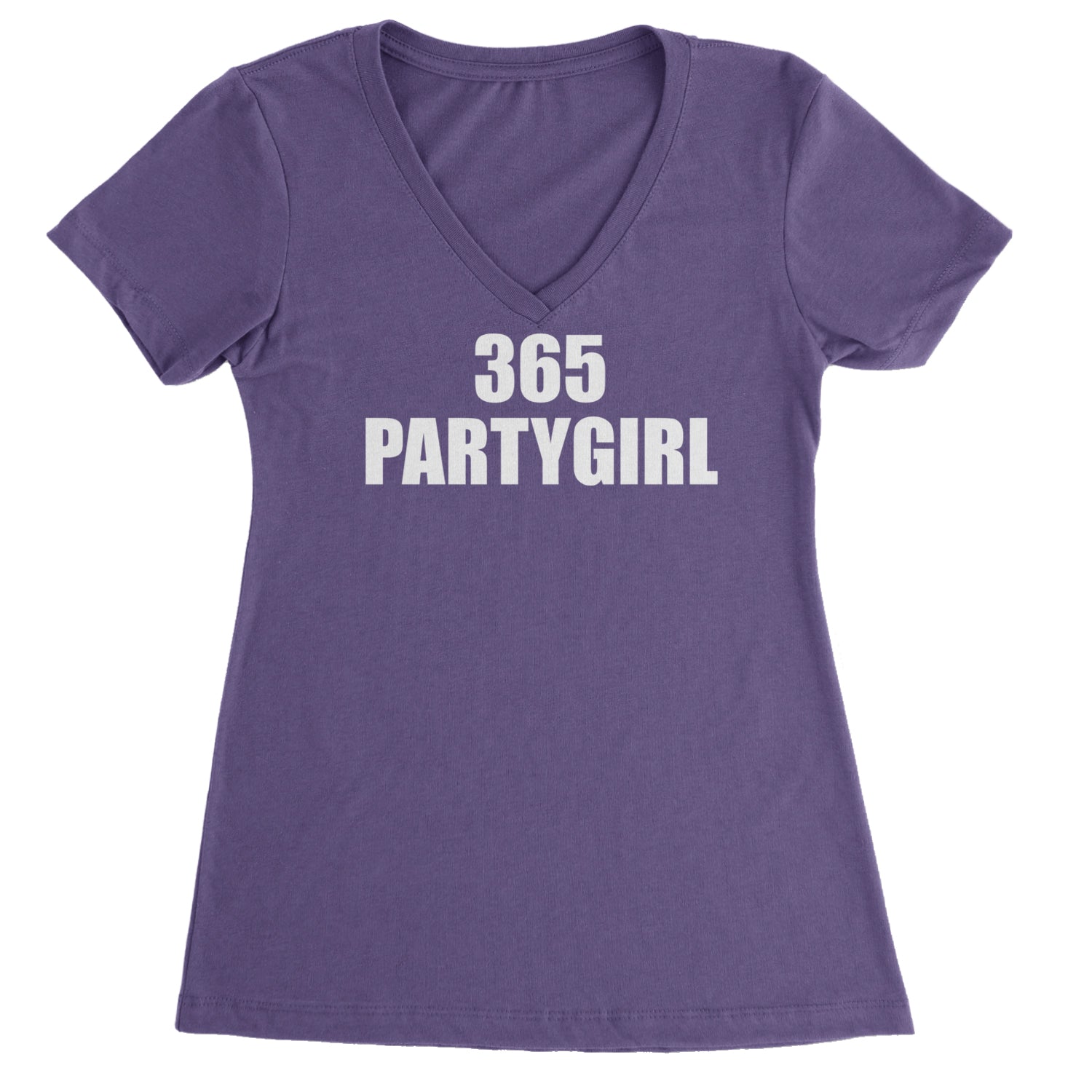 365 Party Girl Brat Girl Summer Ladies V-Neck T-shirt Purple