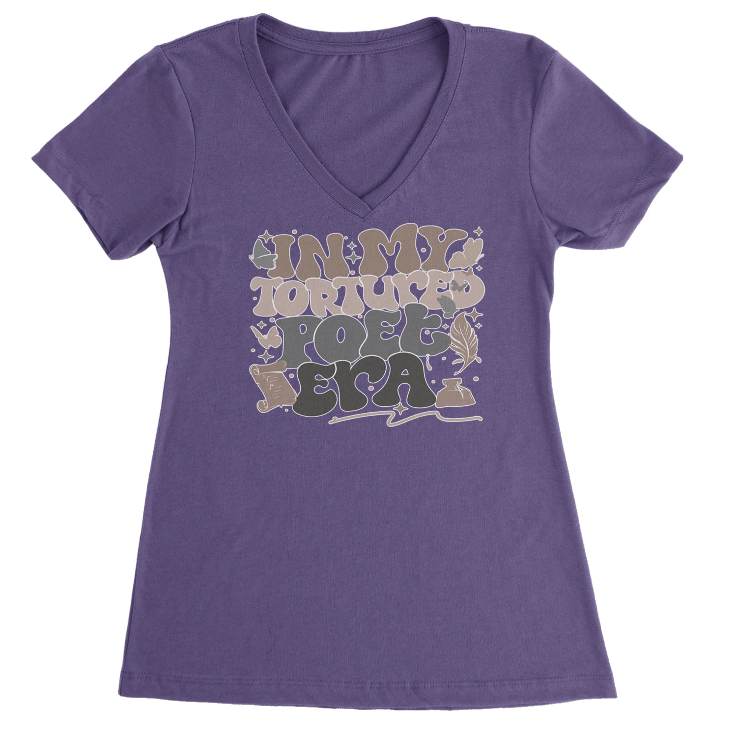 In My Tortured Poet Era TTPD Music Ladies V-Neck T-shirt Purple