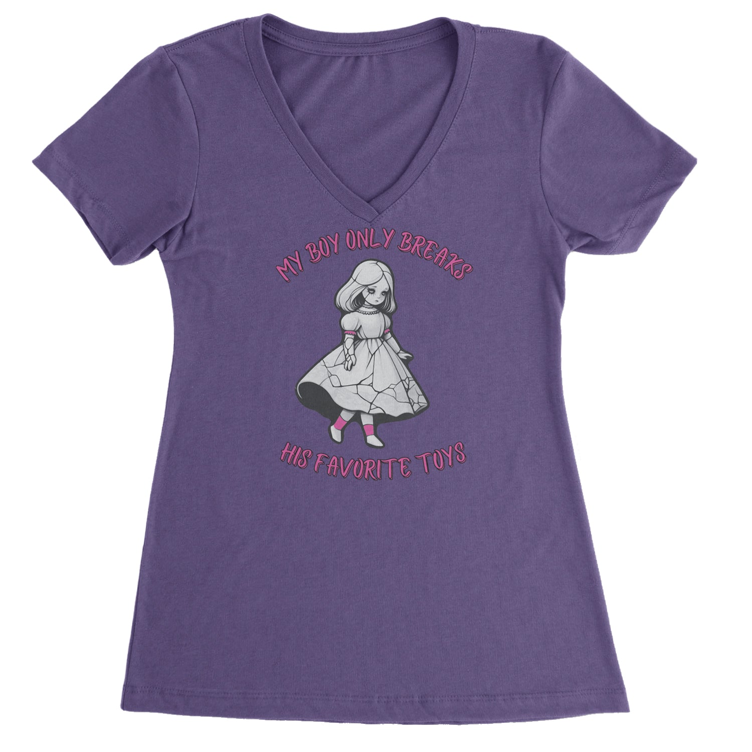 My Boy Only Breaks His Favorite Toys TTPD Music Ladies V-Neck T-shirt Purple