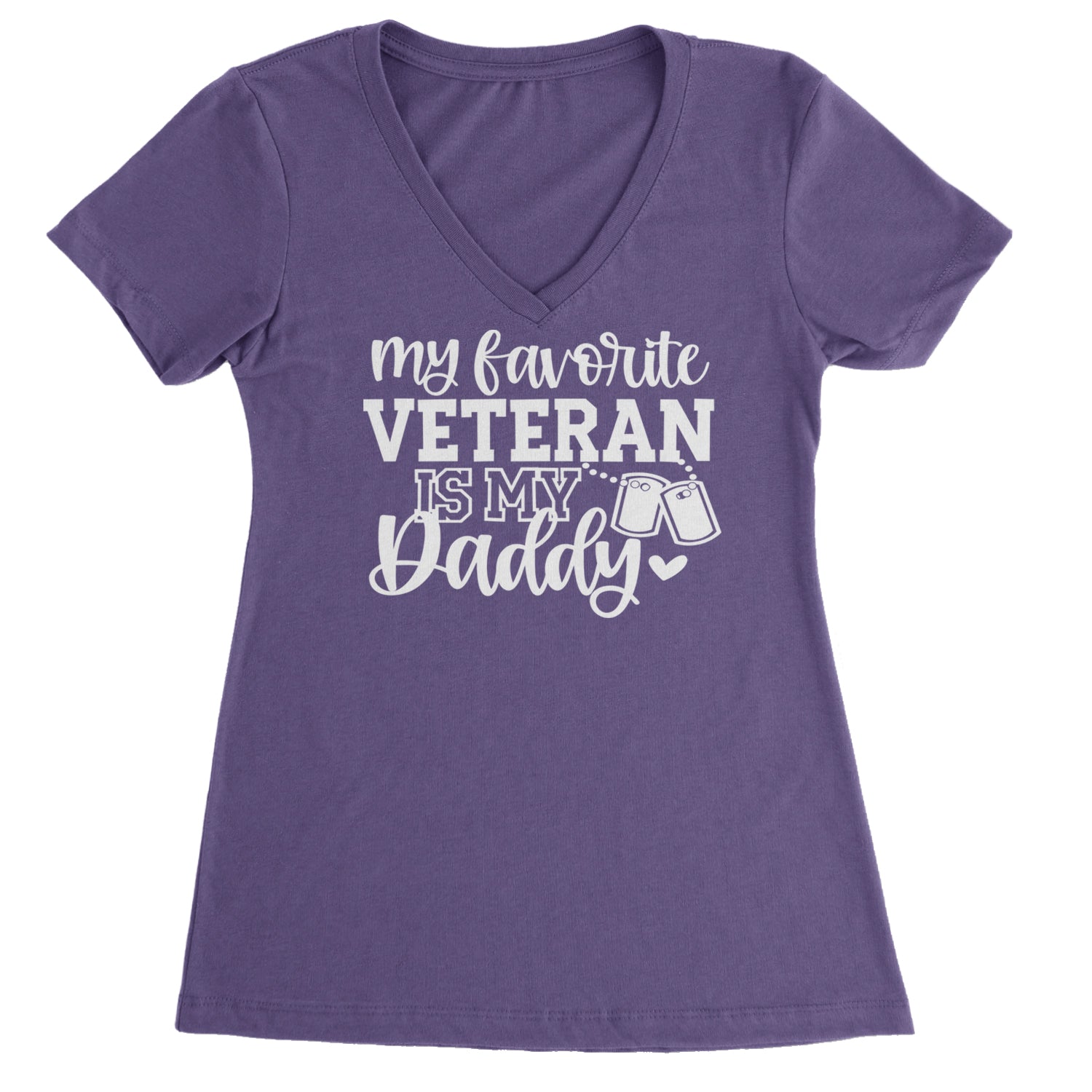 My Favorite Veteran Is My Daddy Ladies V-Neck T-shirt Purple