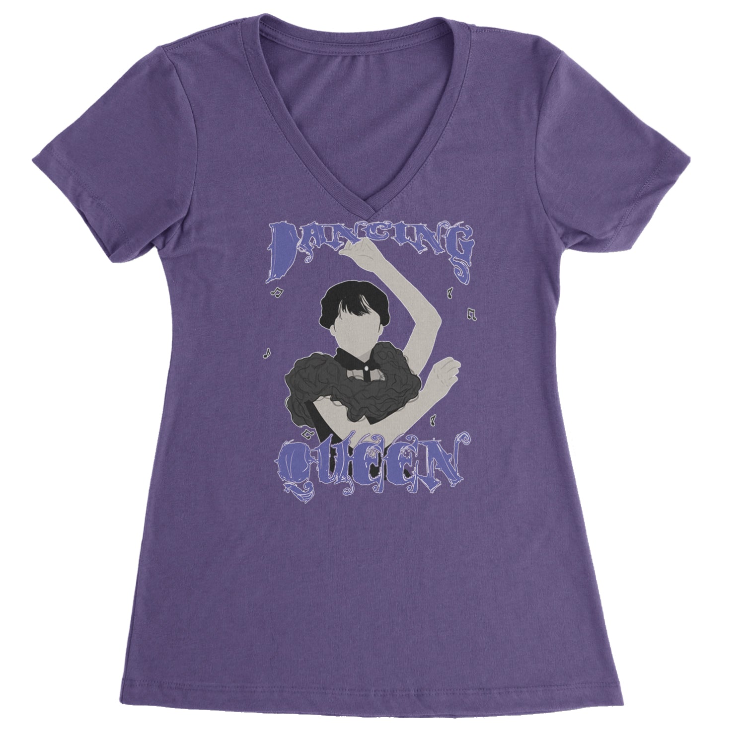 Wednesday Dancing Queen Ladies V-Neck T-shirt Purple