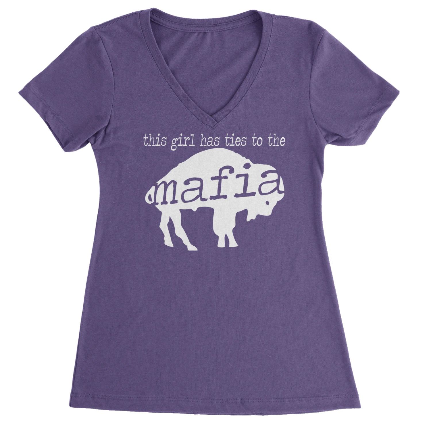 This Girl Has Ties To The Bills Mafia Ladies V-Neck T-shirt Purple