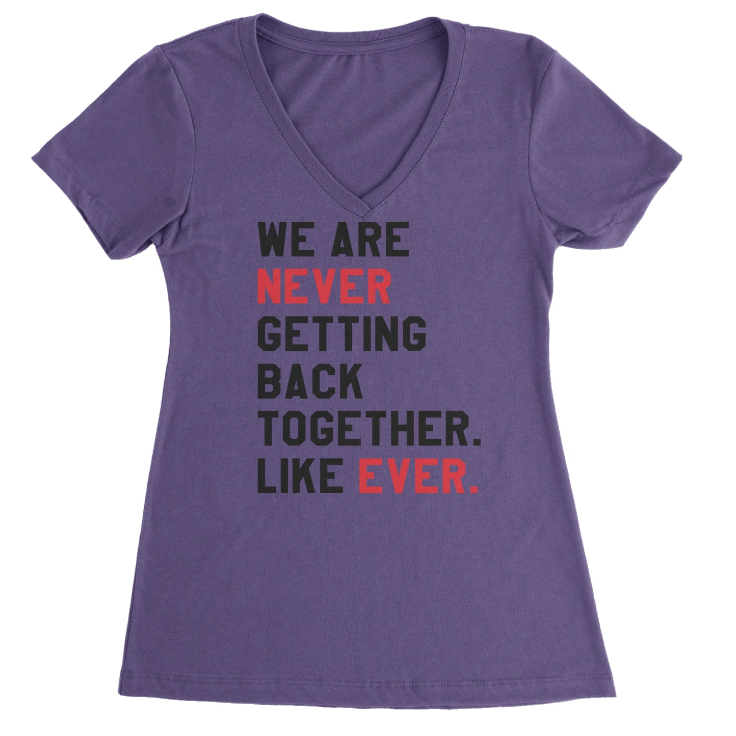 We Are Never Getting Back Together TTPD Eras Outfit Ladies V-Neck T-shirt Purple