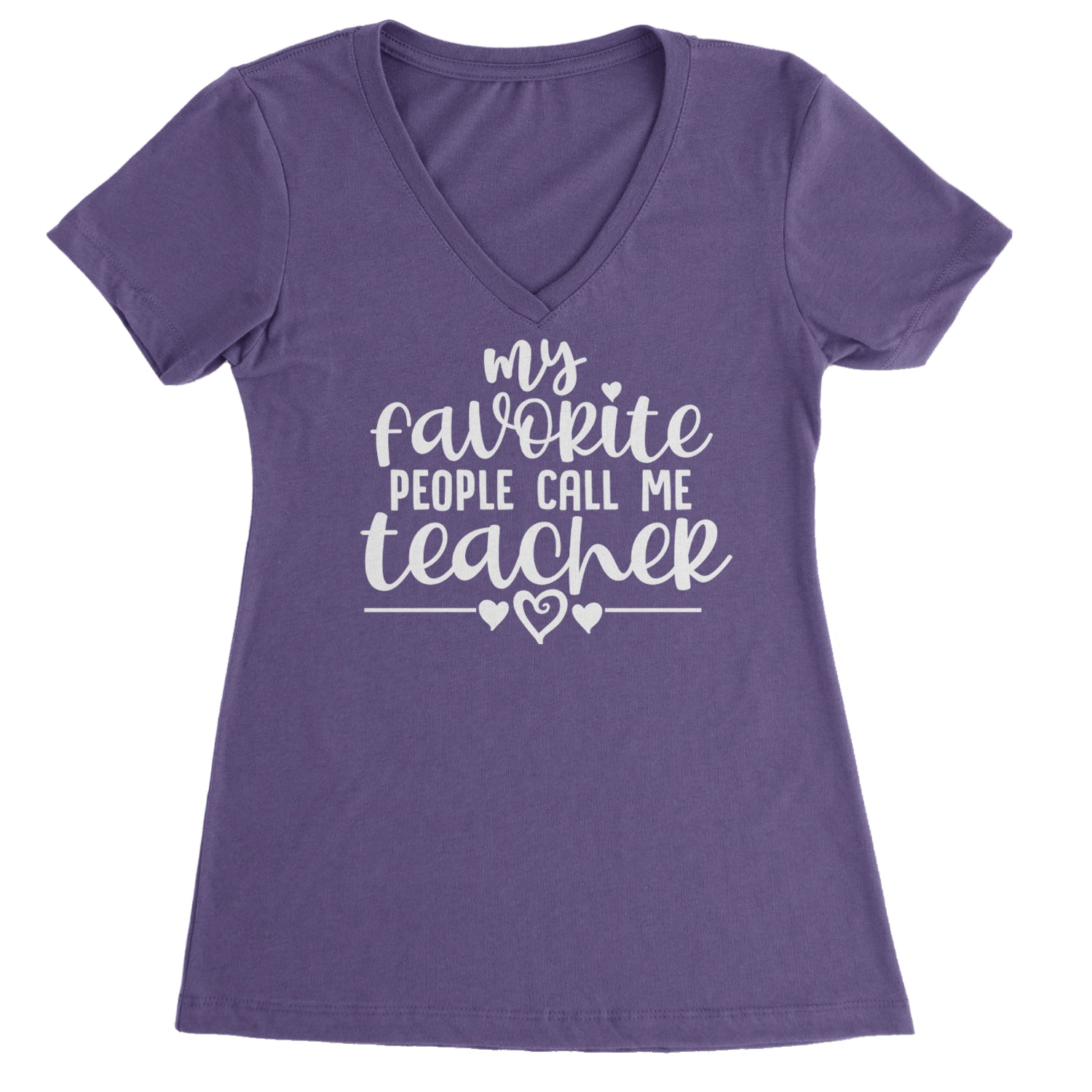 My Favorite People Call Me Teacher Ladies V-Neck T-shirt Purple