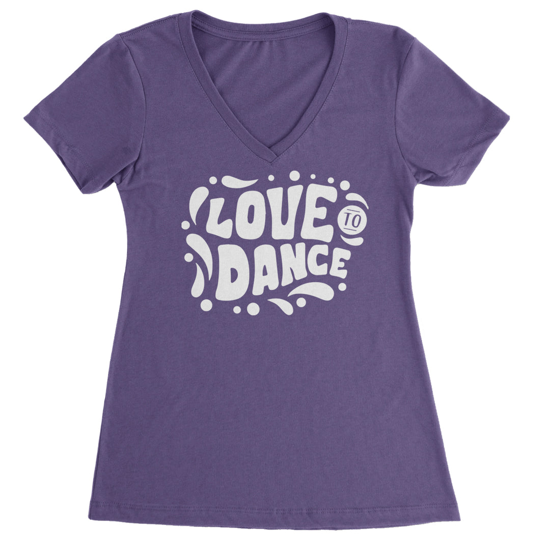 Love To Dance Ladies V-Neck T-shirt Purple