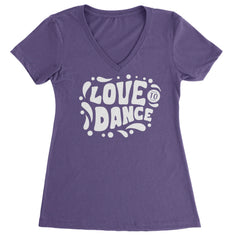 Love To Dance Ladies V-Neck T-shirt Purple