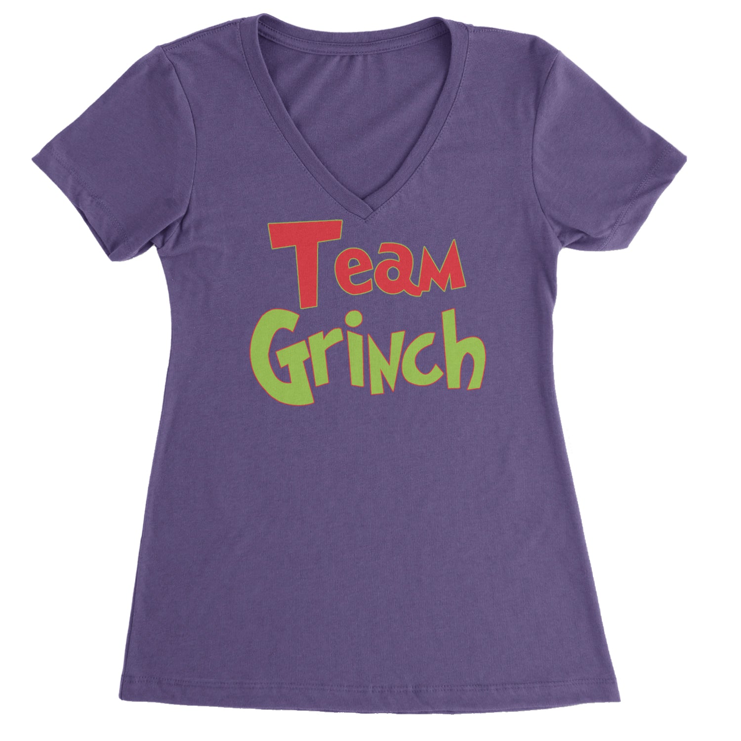 Team Gr-nch Jolly Grinchmas Merry Christmas Ladies V-Neck T-shirt Purple