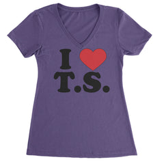 I Heart T.S. Concert Music Lover  Ladies V-Neck T-shirt Purple