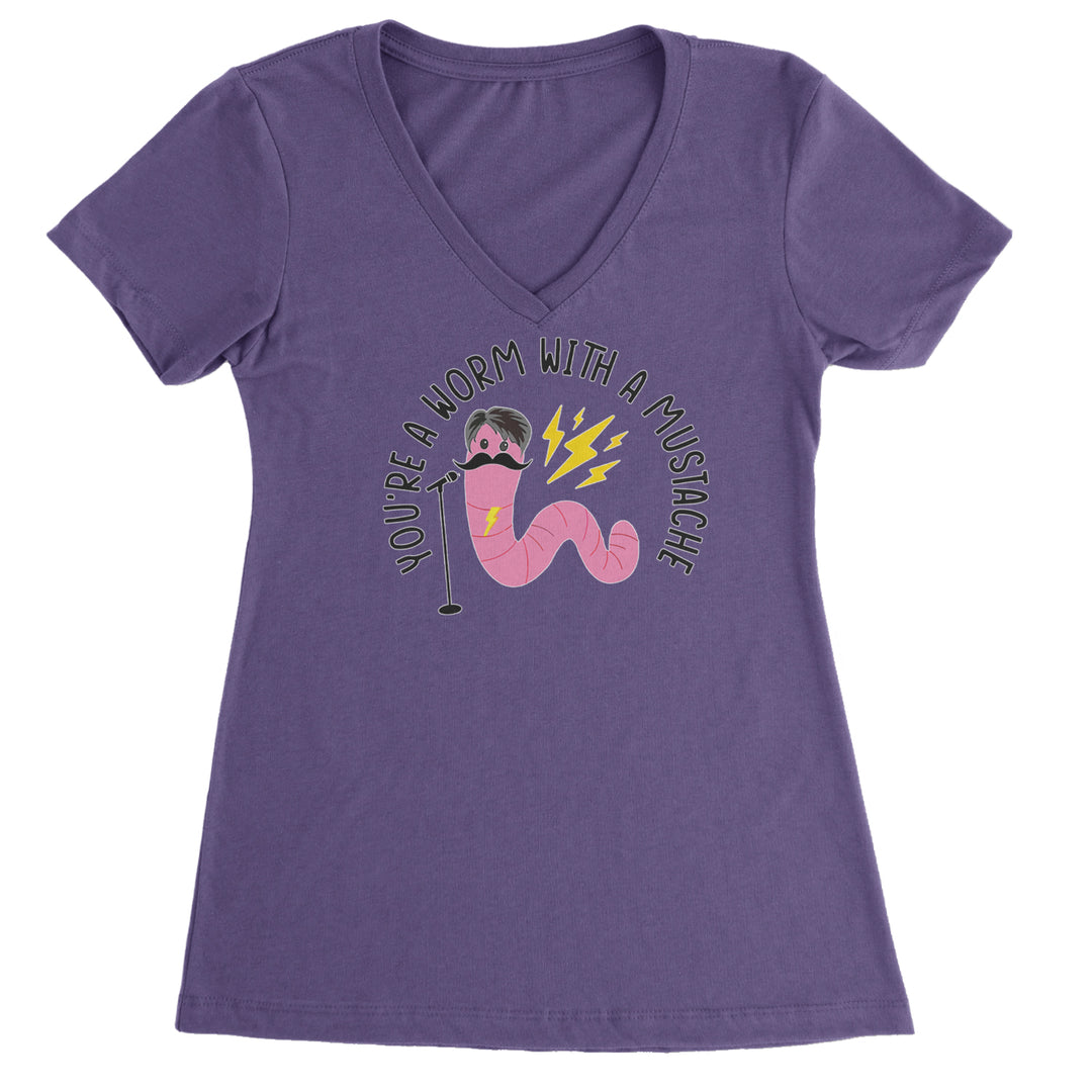 You're A Worm With A Mustache Tom Scandoval Ladies V-Neck T-shirt Purple