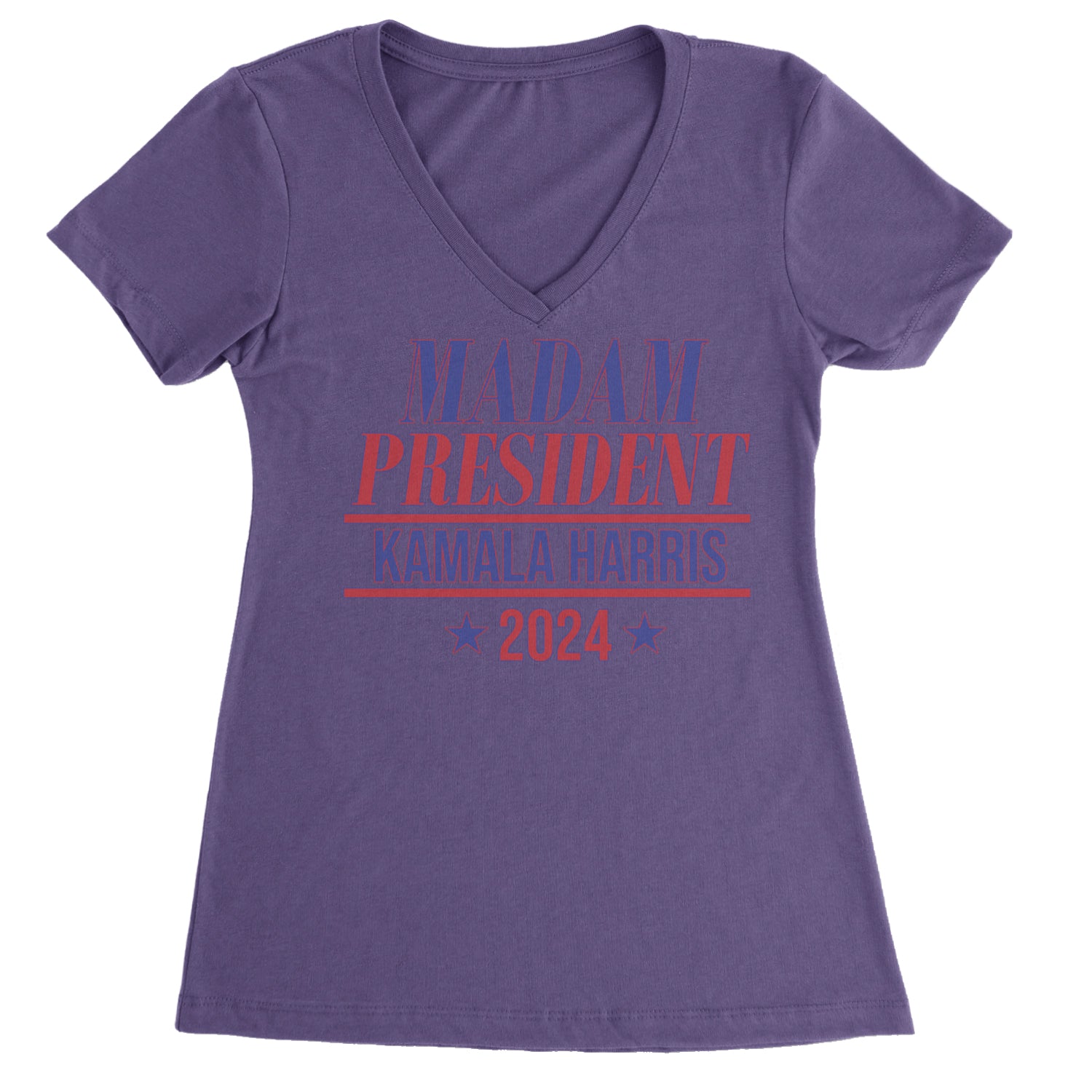 Madam President - Support kamala Harris For President 2024 Ladies V-Neck T-shirt Purple