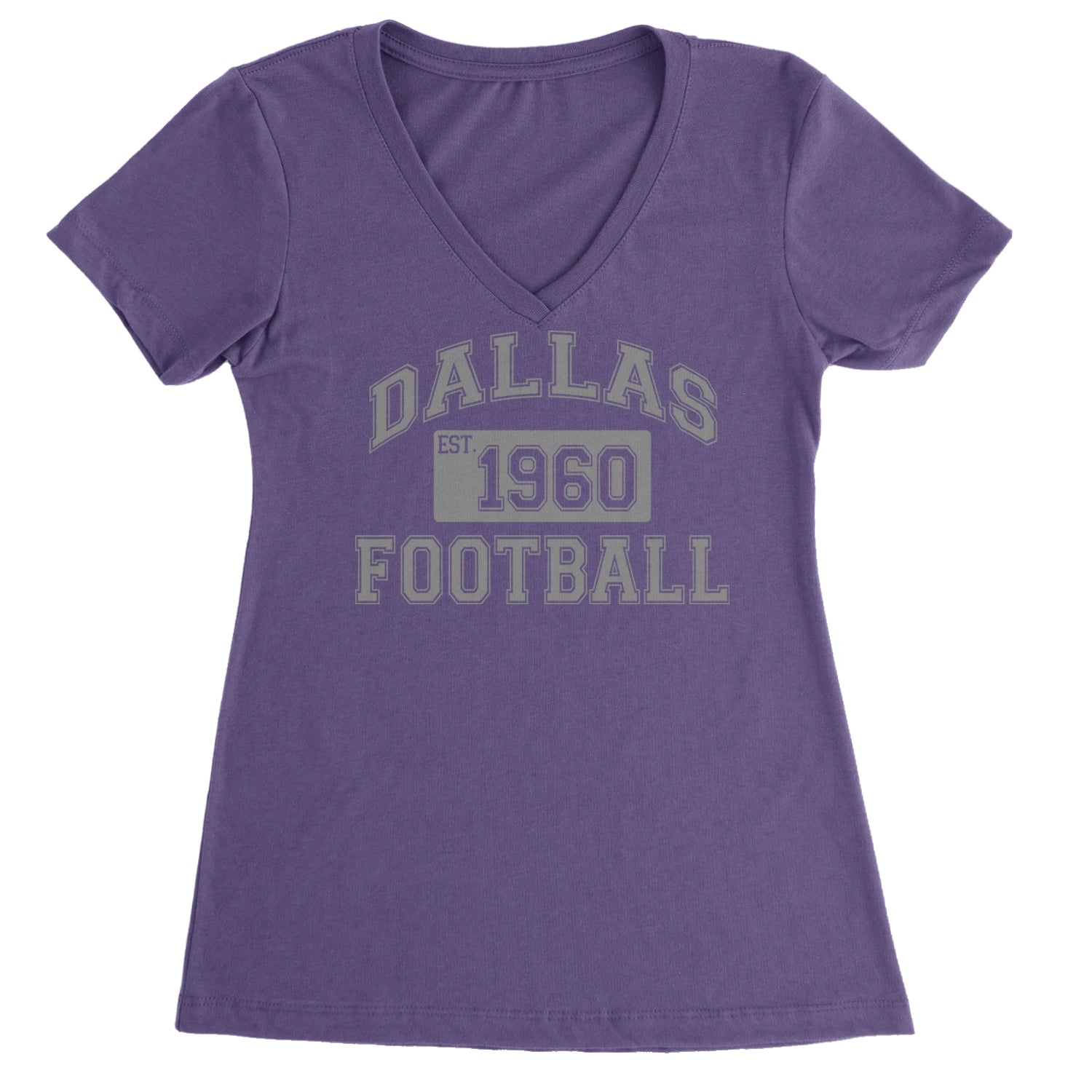 Dallas Football Established 1960 Ladies V-Neck T-shirt Purple