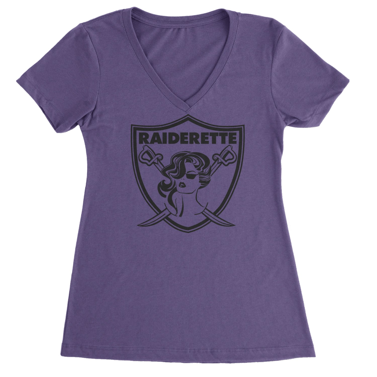 Raiderette Football Gameday Ready Ladies V-Neck T-shirt Purple