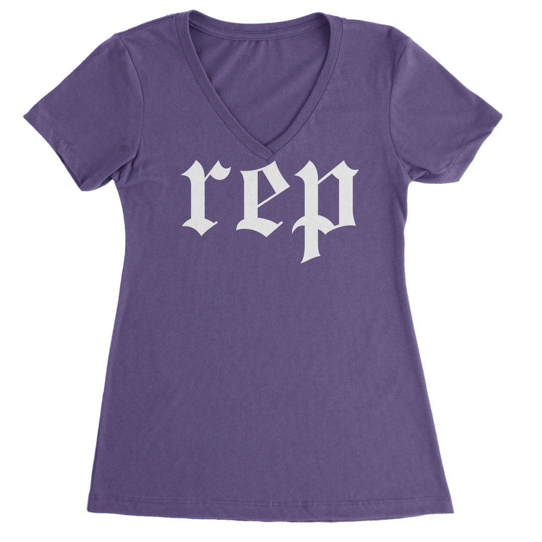 REP Reputation Eras Music Lover Gift Fan Favorite Ladies V-Neck T-shirt Purple