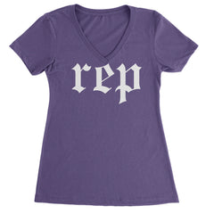 REP Reputation Eras Music Lover Gift Fan Favorite Ladies V-Neck T-shirt Purple