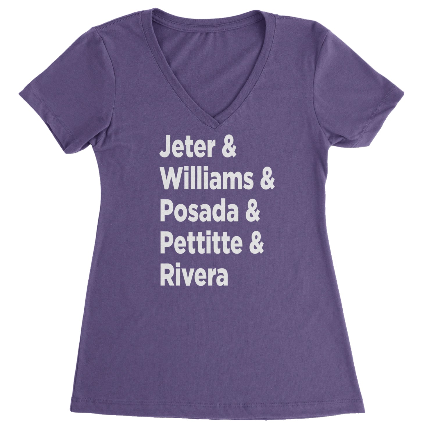 Jeter & Williams & Posada & Pettitte & Rivera Ladies V-Neck T-shirt Purple