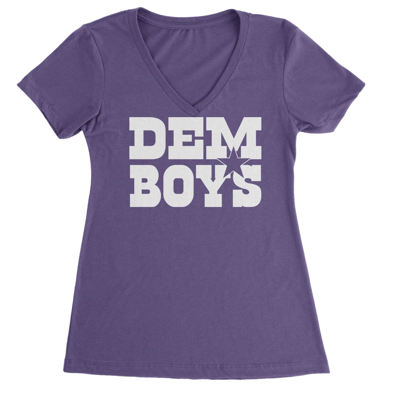 Dem Boys Dallas Football Ladies V-Neck T-shirt Purple