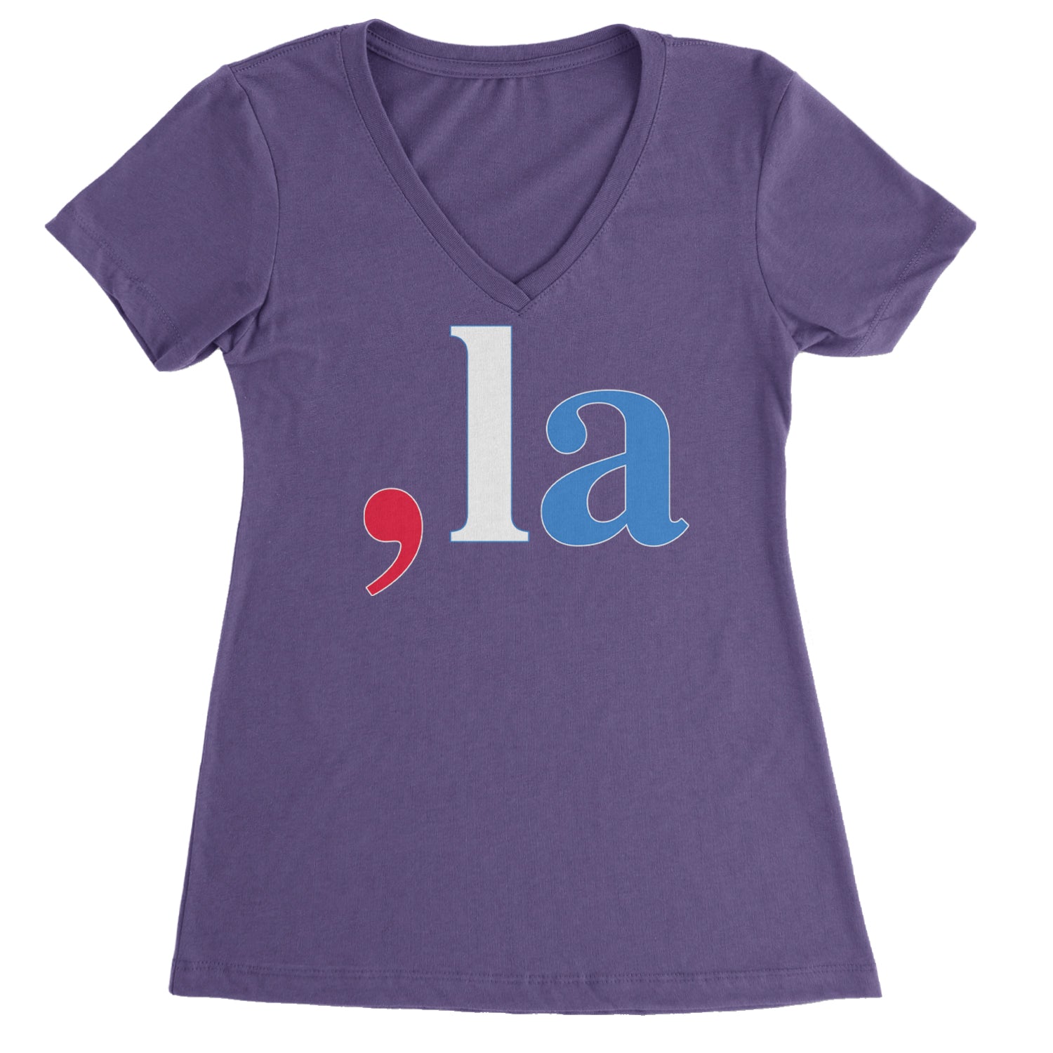 Comma-La - Support Kamala Harris For President 2024 Ladies V-Neck T-shirt Purple