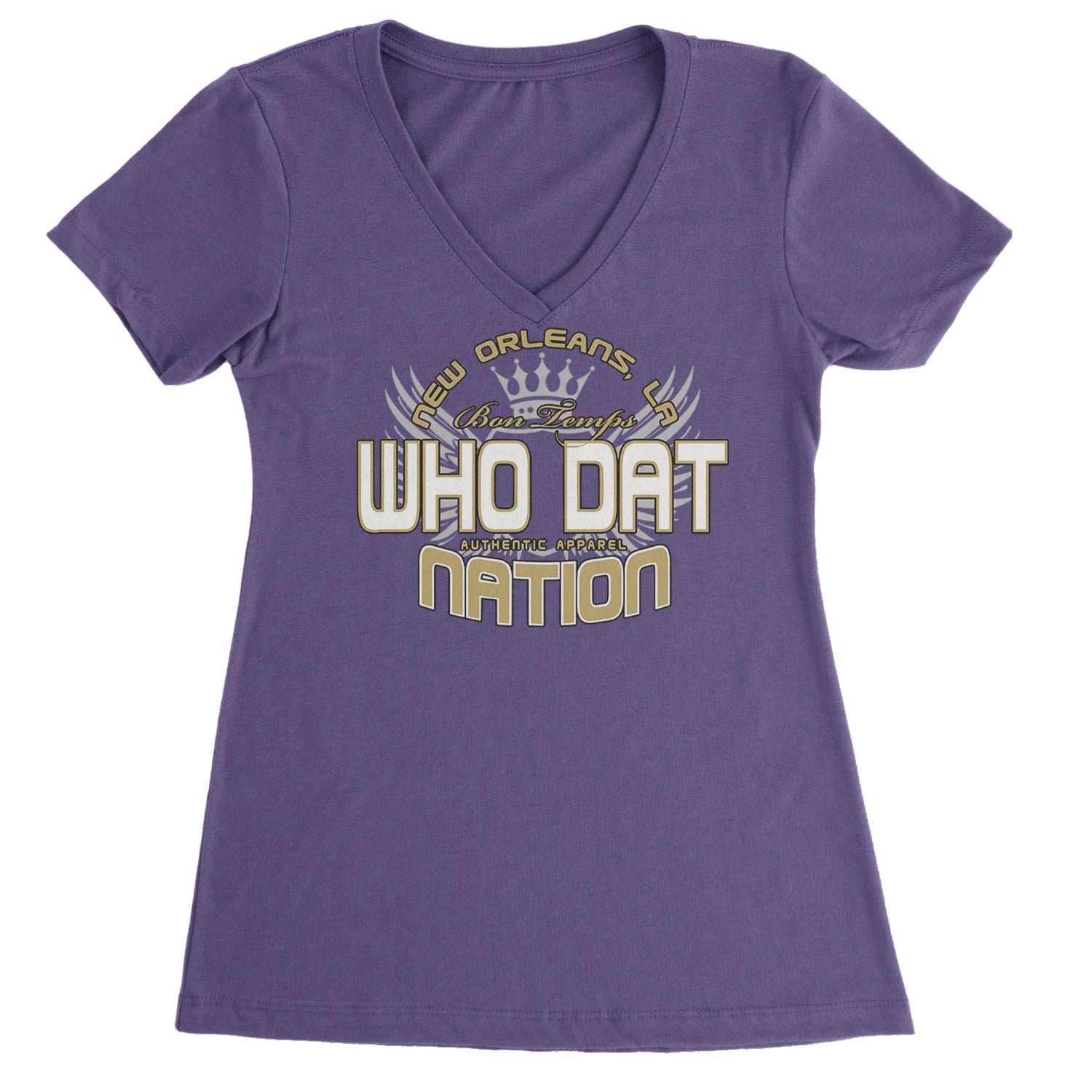 Who Dat Nation New Orleans (Color) Ladies V-Neck T-shirt Purple