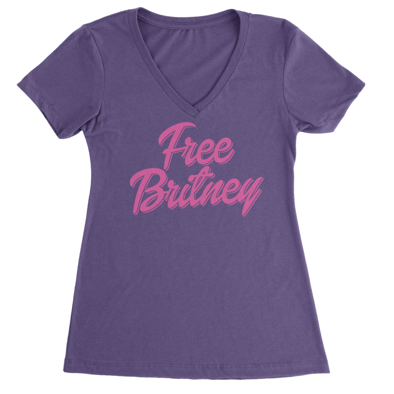 Pink Free Britney Ladies V-Neck T-shirt Purple