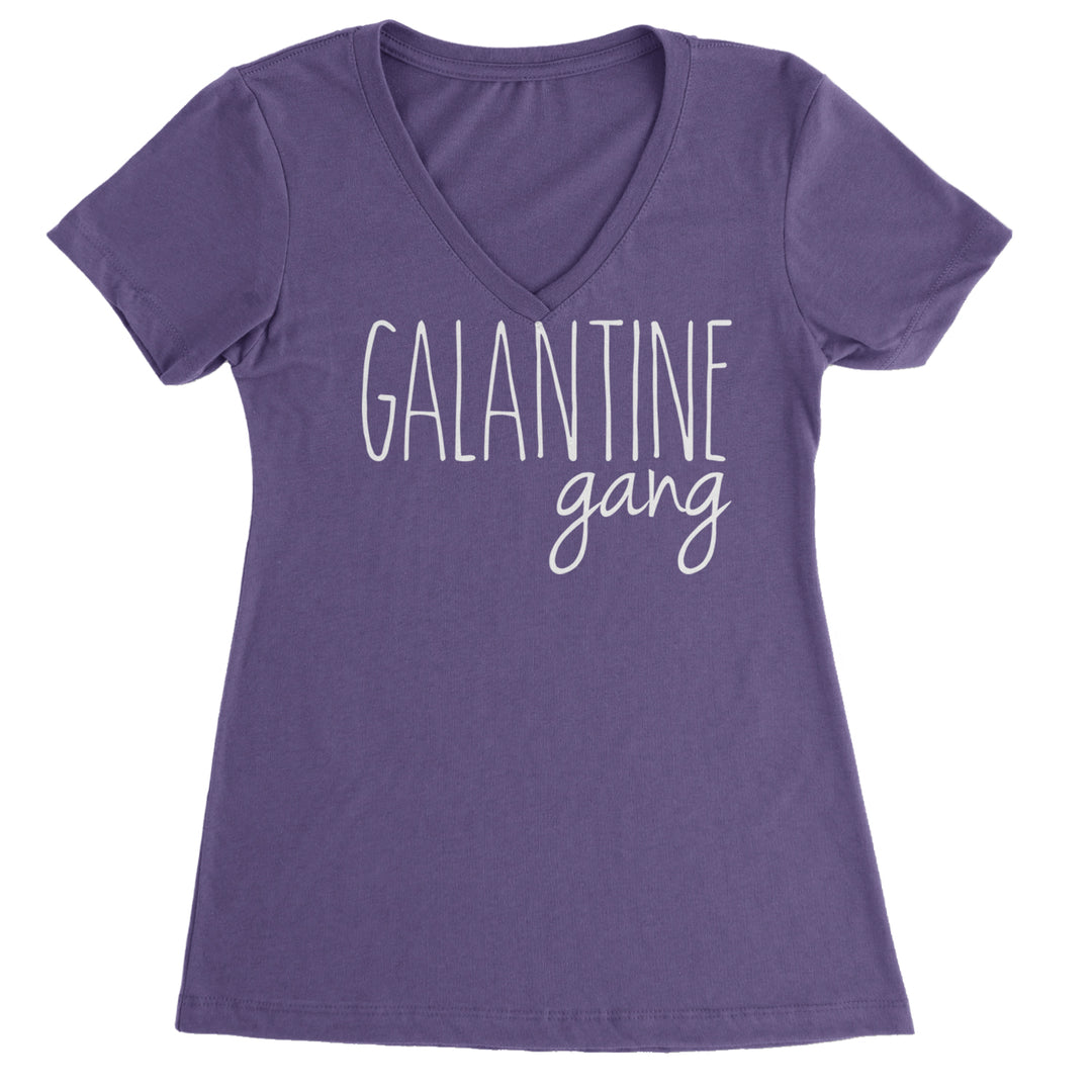 Galentine Gang Valentine's Shirt Ladies V-Neck T-shirt Purple