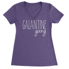 Galentine Gang Valentine's Shirt Ladies V-Neck T-shirt Purple