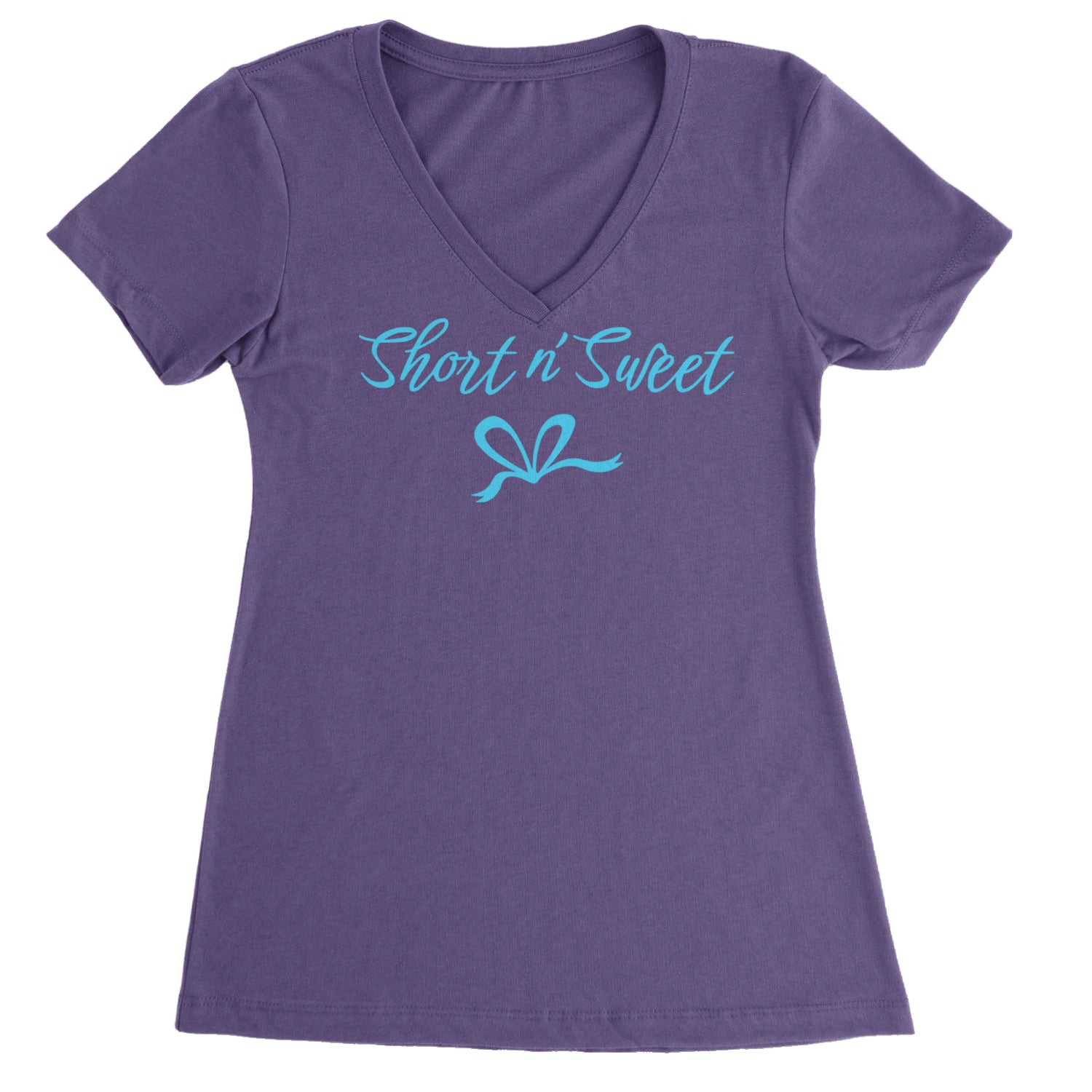 Bow Short N' Sweet Music Ladies V-Neck T-shirt Purple