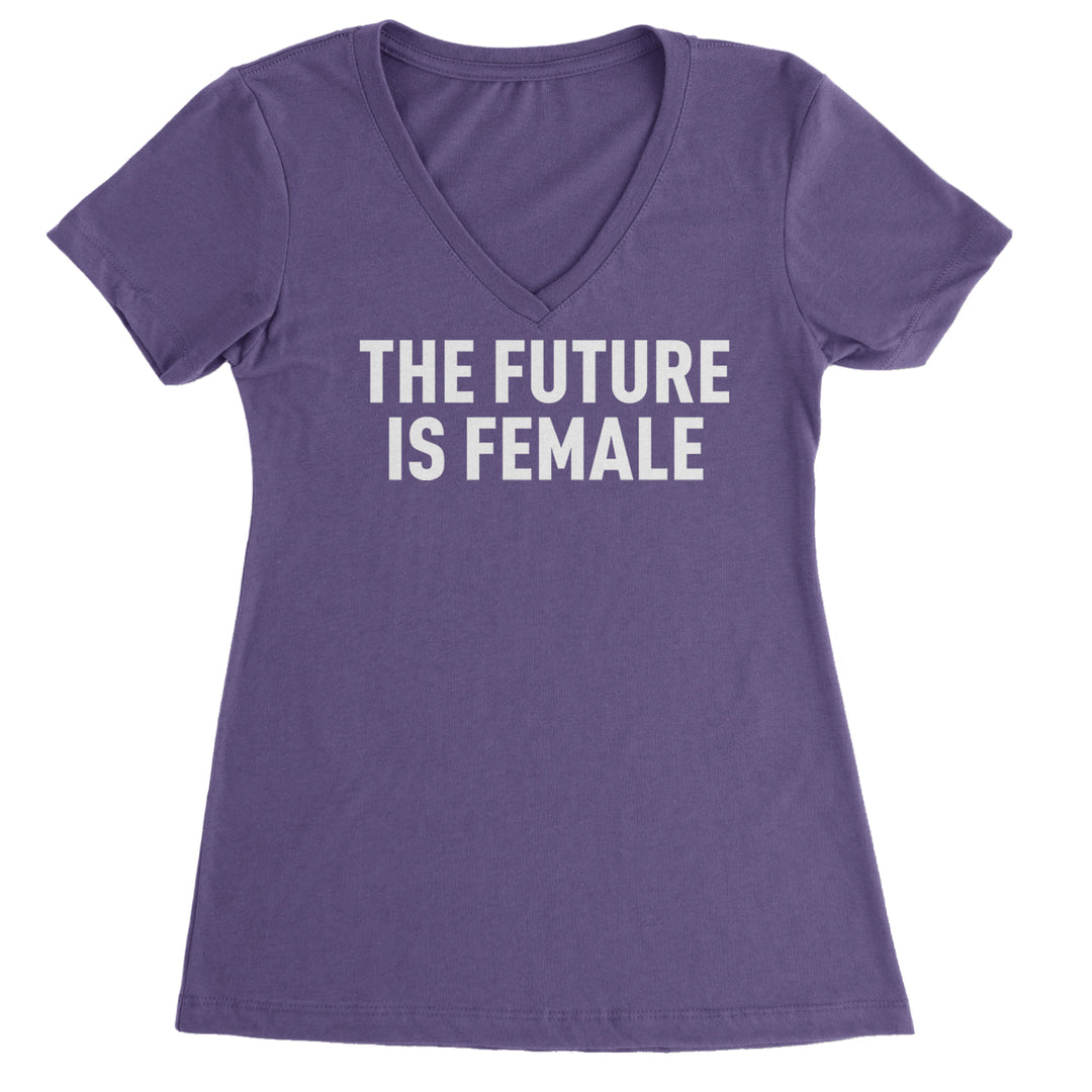 The Future Is Female Feminism  Ladies V-Neck T-shirt Purple