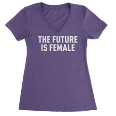 The Future Is Female Feminism  Ladies V-Neck T-shirt Purple