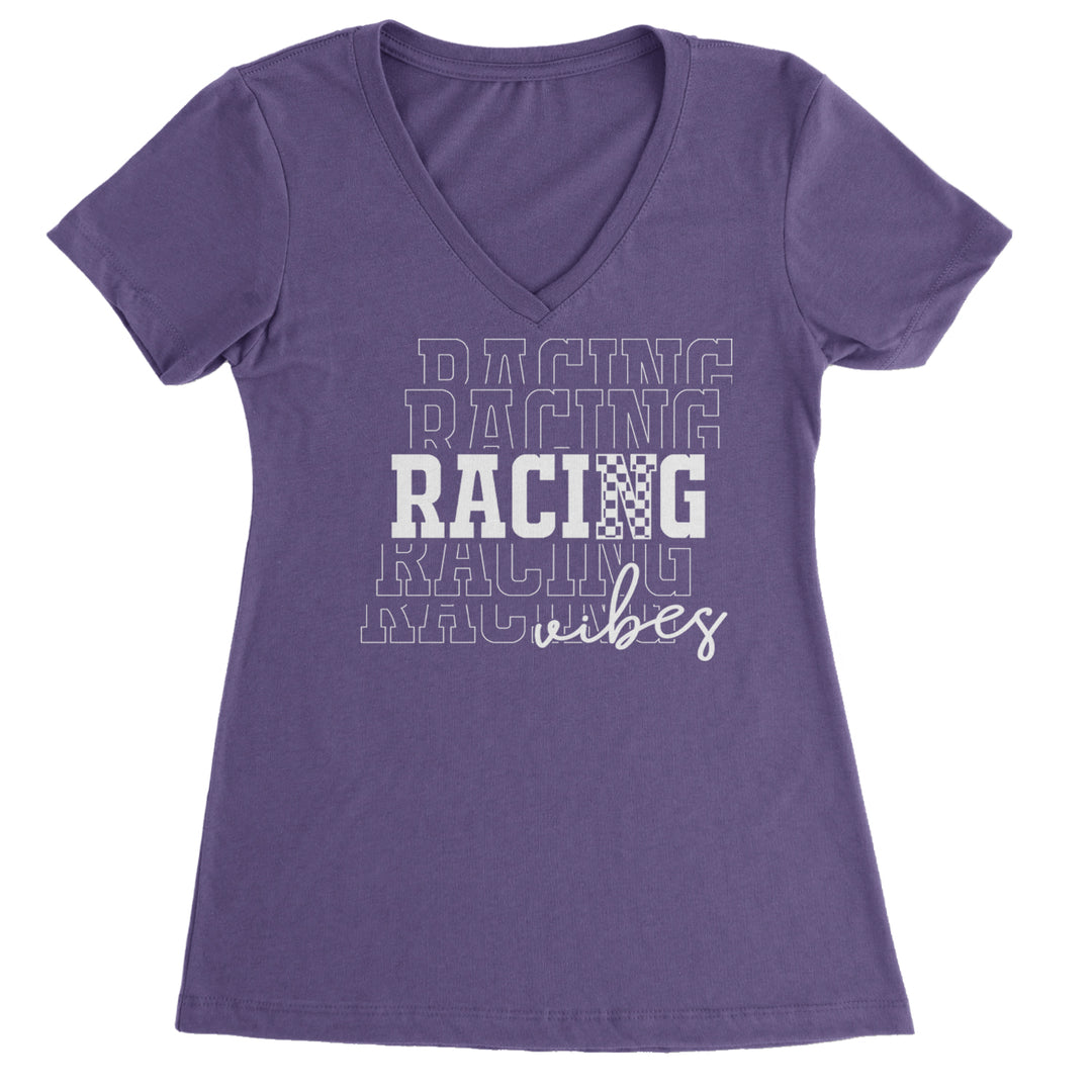 Racing Vibes Ladies V-Neck T-shirt Purple