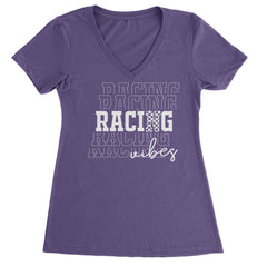 Racing Vibes Ladies V-Neck T-shirt Purple