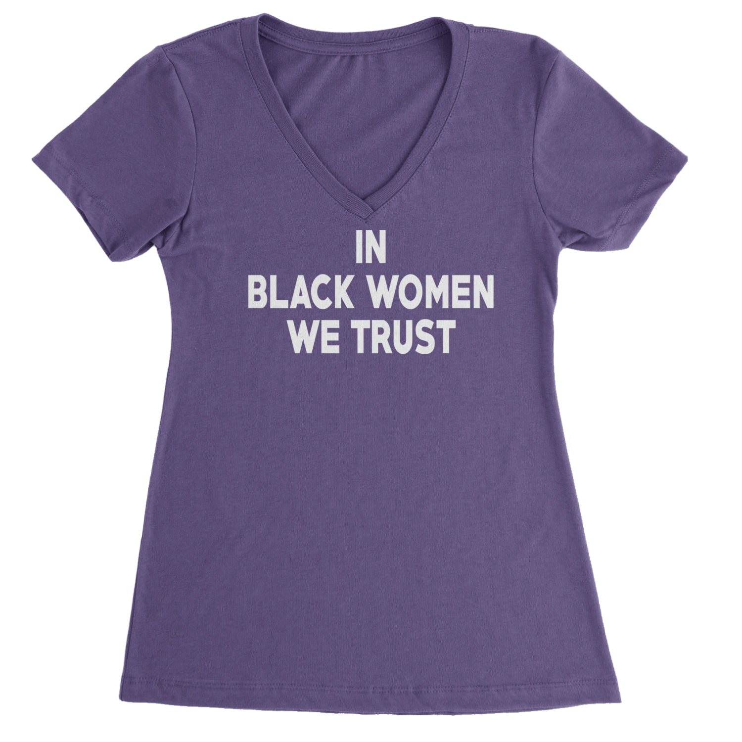 In Black Women We trust Ladies V-Neck T-shirt Purple